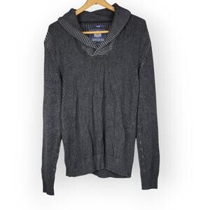 American Rag Shawl Collar Marled Knit Sweater Large 100% Cotton Cabincore Rustic